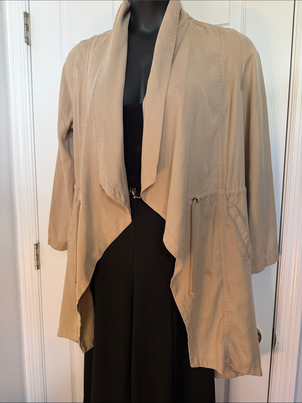 Max Jeans Beige Draped Utility Jacket